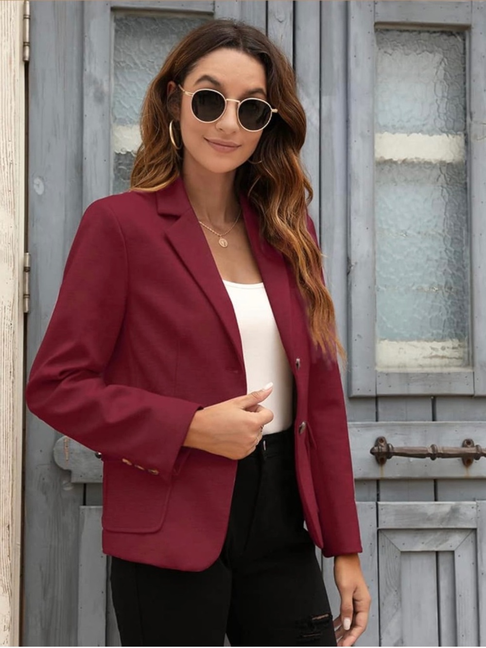 Women's Casual Blazer Long Sleeve Lapel Open Front SZ L